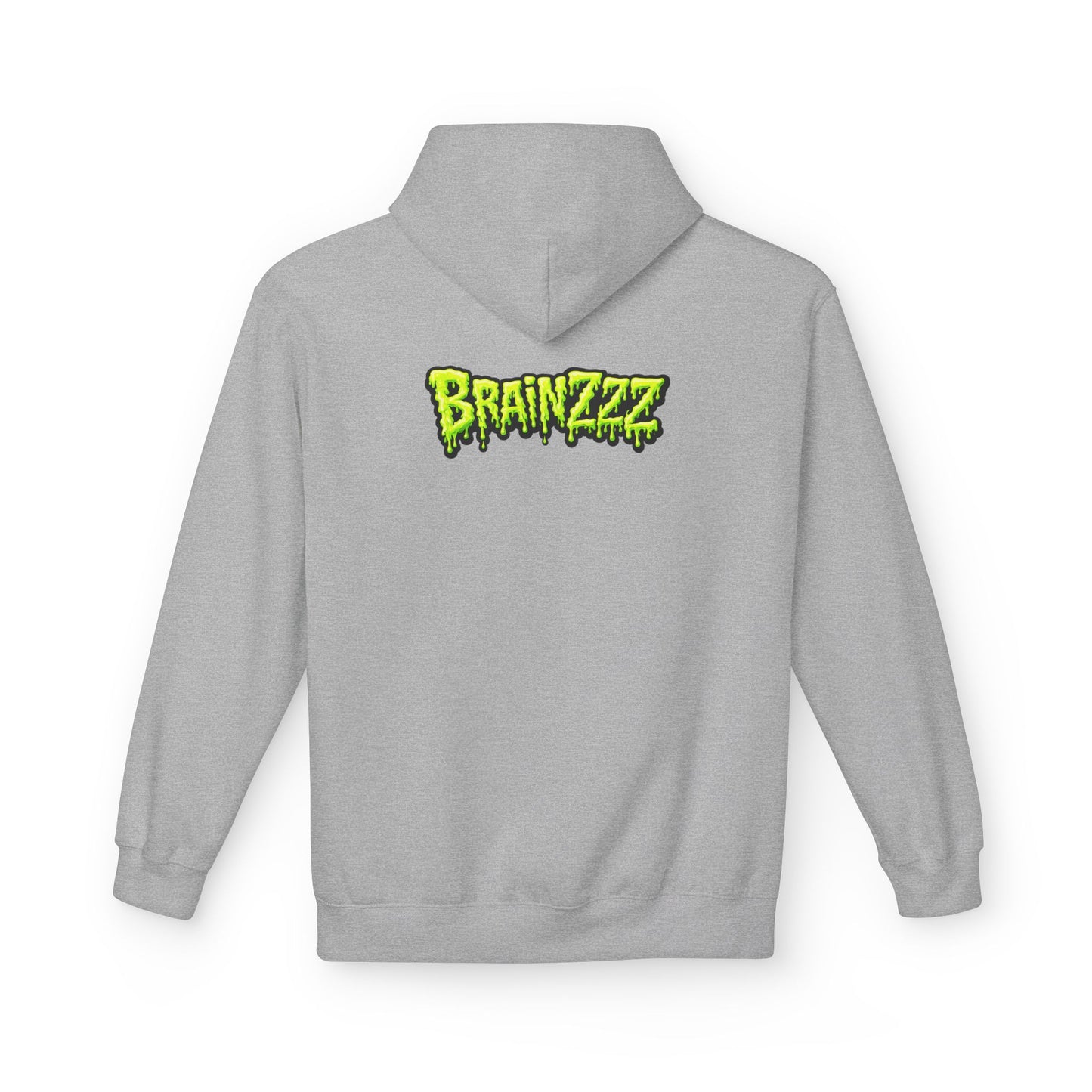 Zombie Rainbow Skull Hoodie — “BRAINZZZ” Neon Horror Pullover