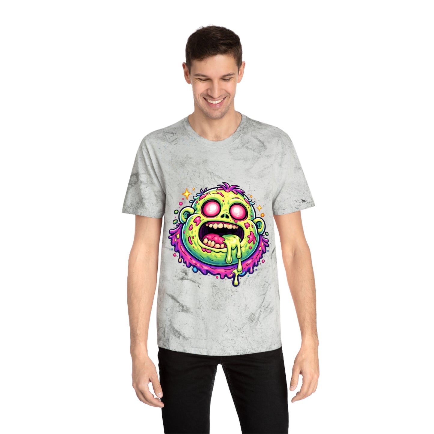 Zombie Brain Graphic T-Shirt — Colorful Creepy Drippy Design
