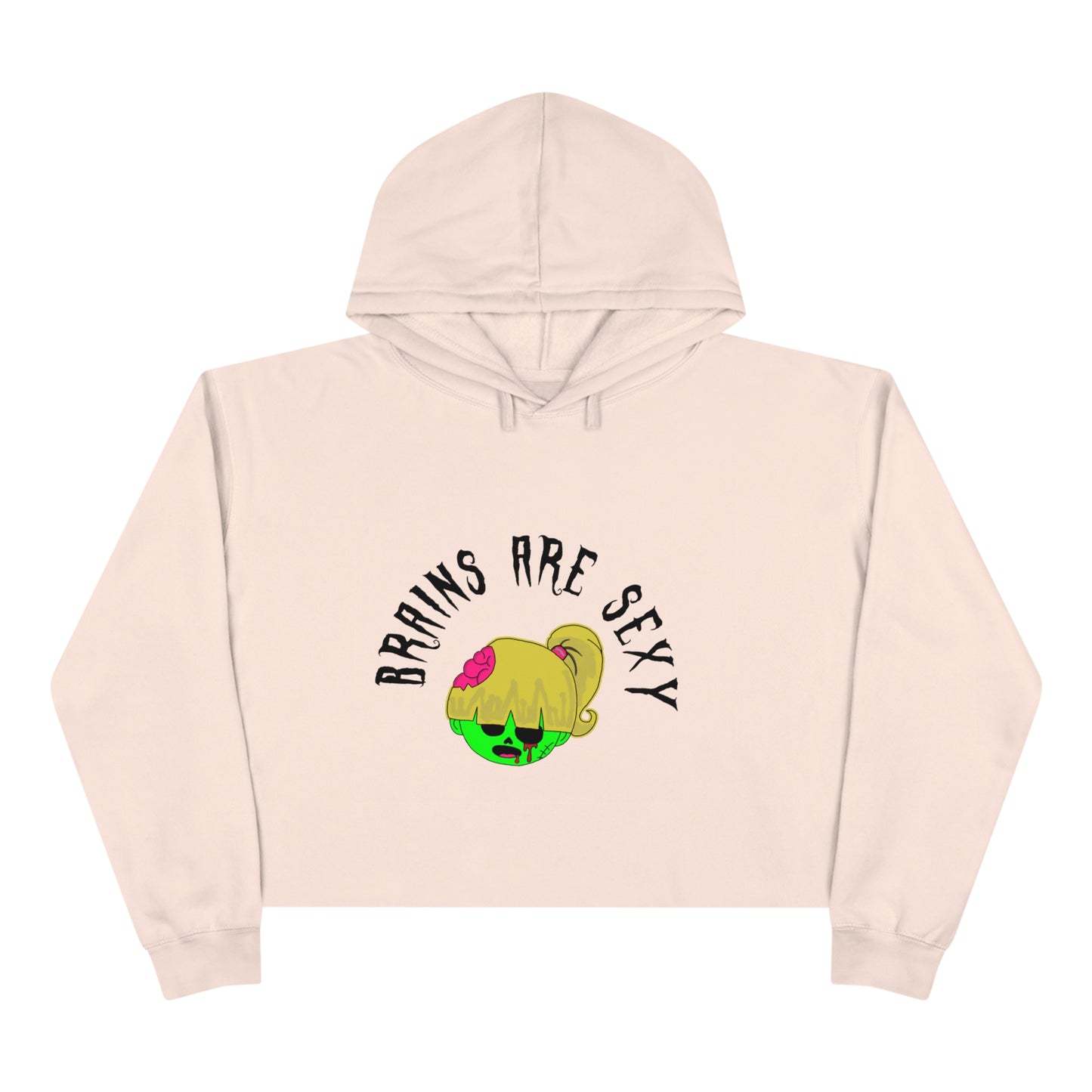 "Brains are sexy" Crop Zombie Hoodie (Girl)