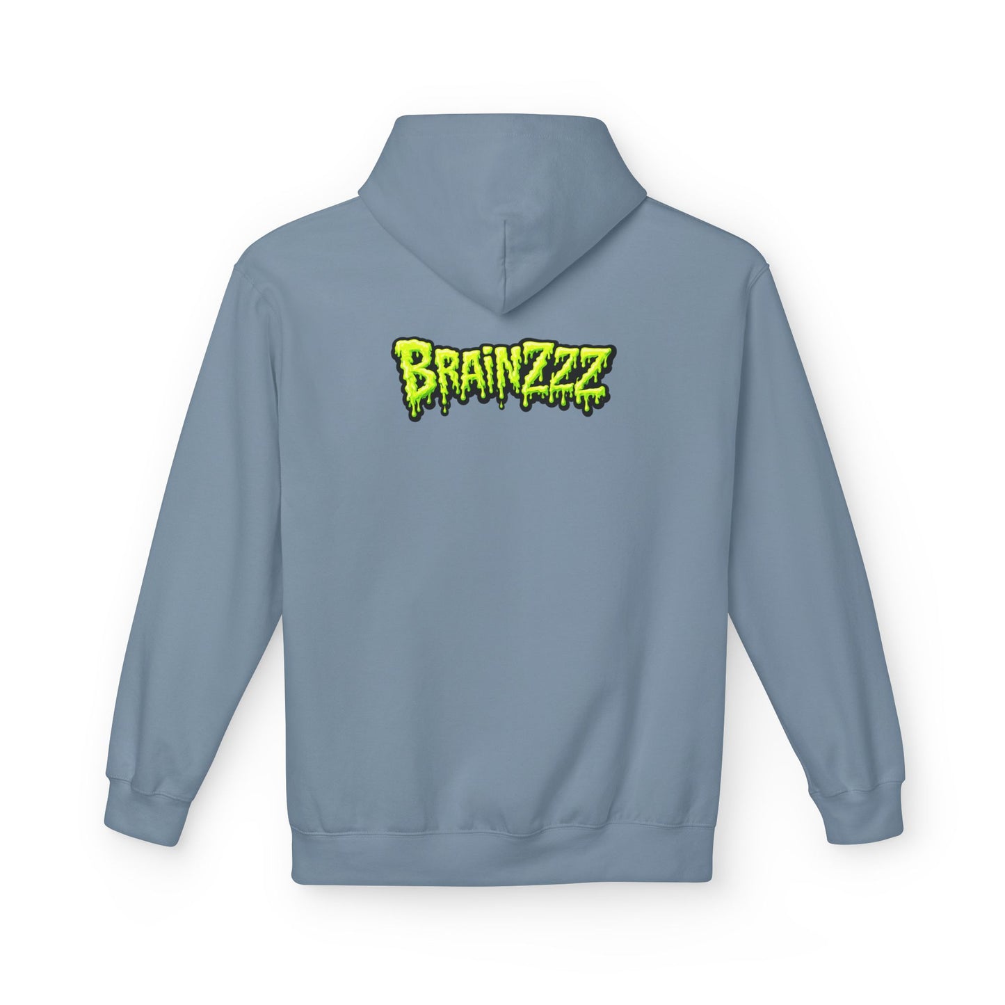 Zombie Rainbow Skull Hoodie — “BRAINZZZ” Neon Horror Pullover