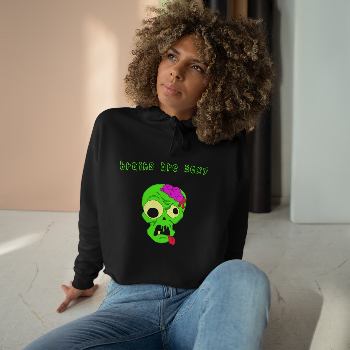 "Brains are Sexy" Crop Boy Zombie Hoodie